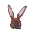 thumbnail image 1 of EeaseMX Gorro de conejo de dibujos animados con orejas móviles de peluche para mujeres y niñas (marrón), 1 of 7