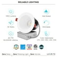 thumbnail image 7 of Luxrite 4 inch LED Recessed Lighting with J-Box, 18W, 1500 Lumens, 5 Color Selectable, Dimmable, Wet Rated, IC Rated, ETL Listed, 7 of 7