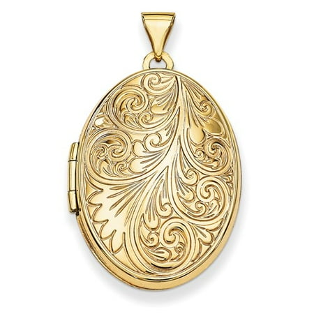 14k Yellow Gold Scroll Oval Locket