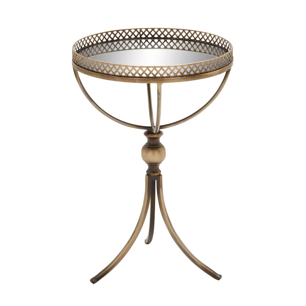 DecMode Iron Traditional Accent Table, Brass, 16"W, 24"H