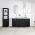 thumbnail image 2 of Cadiz 72" Double Fir Wood Black Vanity with Lightning White Composite & Mirror, 2 of 17