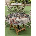 thumbnail image 3 of Outdoor Tablecloth with Umbrella Hole and Zipper, Black Snowman Christmas Round Table Cloth 60 Inch Waterproof Tablecloth, Xmas Tree Rustic Snowflake Picnic Table Cover for Patio Camping, 3 of 7