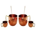 thumbnail image 7 of Authentic 100% Copper Mule Mug & Shot Glass Set – 12-Piece Hammered Copper Drinkware with Brass Handles – 4 Mugs + 4 Mini Shot Mugs + 4 Straws – Handcrafted Gift Set, 7 of 7