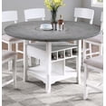 thumbnail image 3 of Antique White 7pc Counter Height Dining Set Table w Storage Shelf 6x High Chairs Cushion Seat Rubber wood Dining Room Furniture, 3 of 10