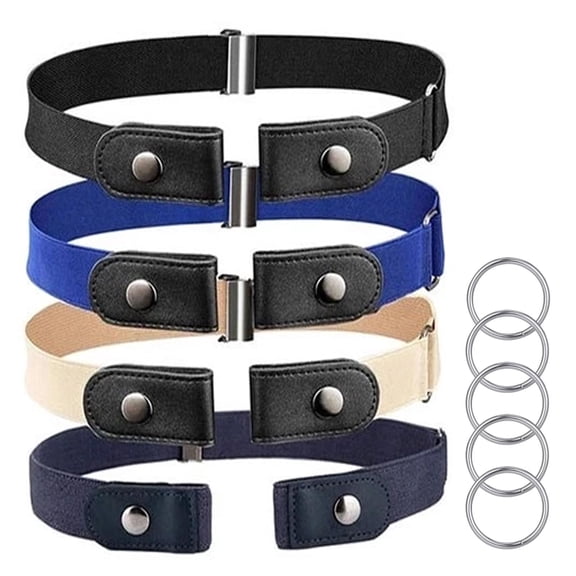 5Pcs No Buckle Belt for Men Women, Buckleless Belts Elastic Stretch