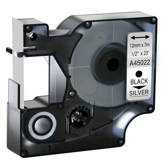 GREENCYCLE 20PK Compatible for DYMO D1 Label Tape 45022 12mm 7m Black on Silver for LabelManager LabelPoint LabelWriter Label Maker