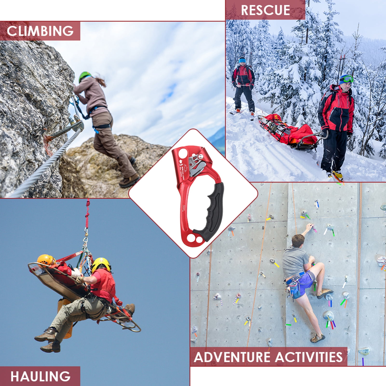 Ascender 8-12mm Rope Climbing Hand Ascender Aluminum Alloy Rock Climbing Handheld Ascender for Aloft Working Caving