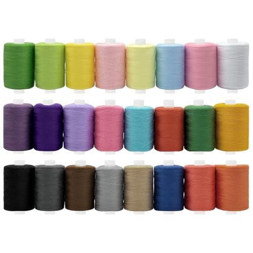 10 Spools All Purpose Sewing Thread 1000 Yards,Bobbin Polyester Thread for Sewing,Threads for Sewing Machine,Sewing Machine Supplies for Beginners,Hand Stitching,Quilting (24-Colorful)