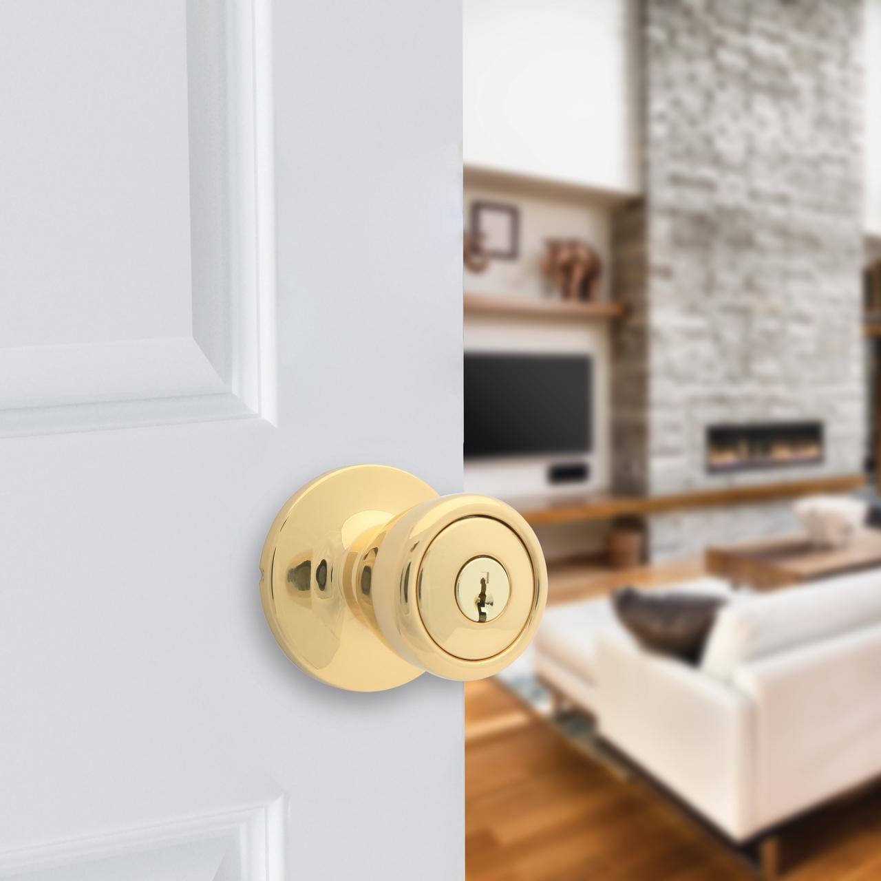 Lokhaus Keyed Entry Tulip Doorknob Polished Brass 2 Count