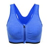 Front Zipper Sports Underwear Shockproof Running Fitness Sports Vest Yoga Bra for Workout - Size L (Blue)