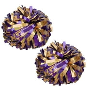 Holographic Cheer Pom Poms Cheerleading Cheerleader Gear 2 piece 1 pair(Purple/Gold)