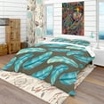 thumbnail image 1 of Designart 'Pattern with Colorful Feathers' Southwestern Bedding Set - Duvet Cover & Shams, 1 of 4