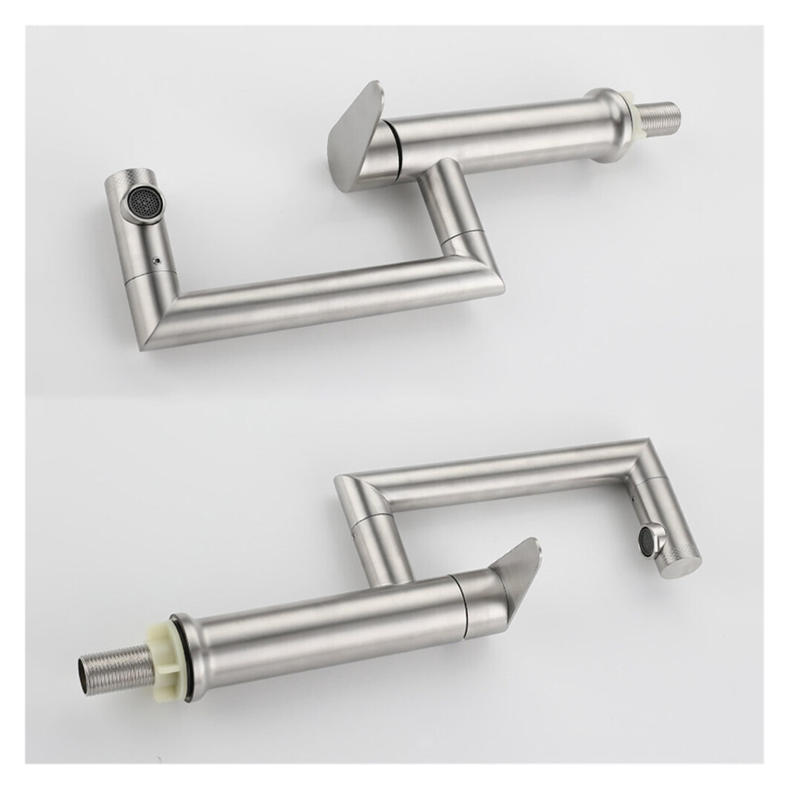 304 Stainless Steel Lead-free Folding Kitchen Faucet Mixer 360 Degree Swivel Single Handle Nickel Kitchen Sink Basin Taps ,360° Swivel High Arc Faucet