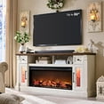 thumbnail image 5 of OKD Farmhouse Fireplace TV Stand up to 80'' TV, Entertainment Center with 42" Fireplace & LED Lights, Modern Media Console Table with Cabinets and Storage Drawers, Antique White, 5 of 9