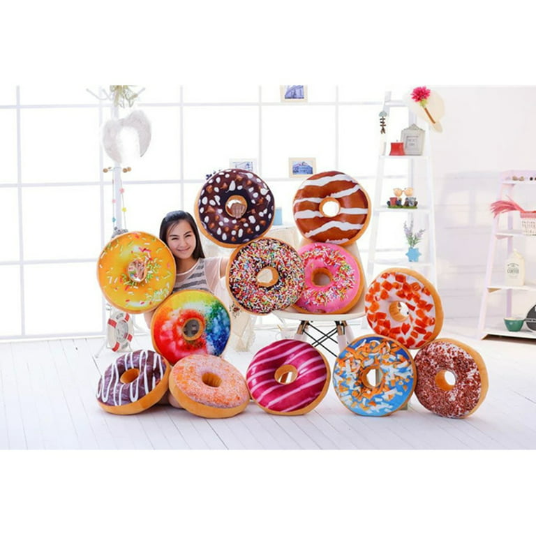 New Plush Soft Donut Doughnut Food Back Cushion Pillow Saddle Car Set Kids  Gift