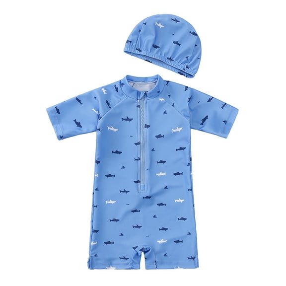 Boys Rash Guard Swimsuits Set 2 Piece Kids Quick Drying Beach Surfing Kids Swimwear Set Beach Holiday Top Sky Blue 2-3 Years