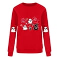 thumbnail image 4 of HAOTAGS Halloween Spooky Season Sweatshirt, Fall Crewneck Embroidered Pullover Tops Red L, 4 of 4
