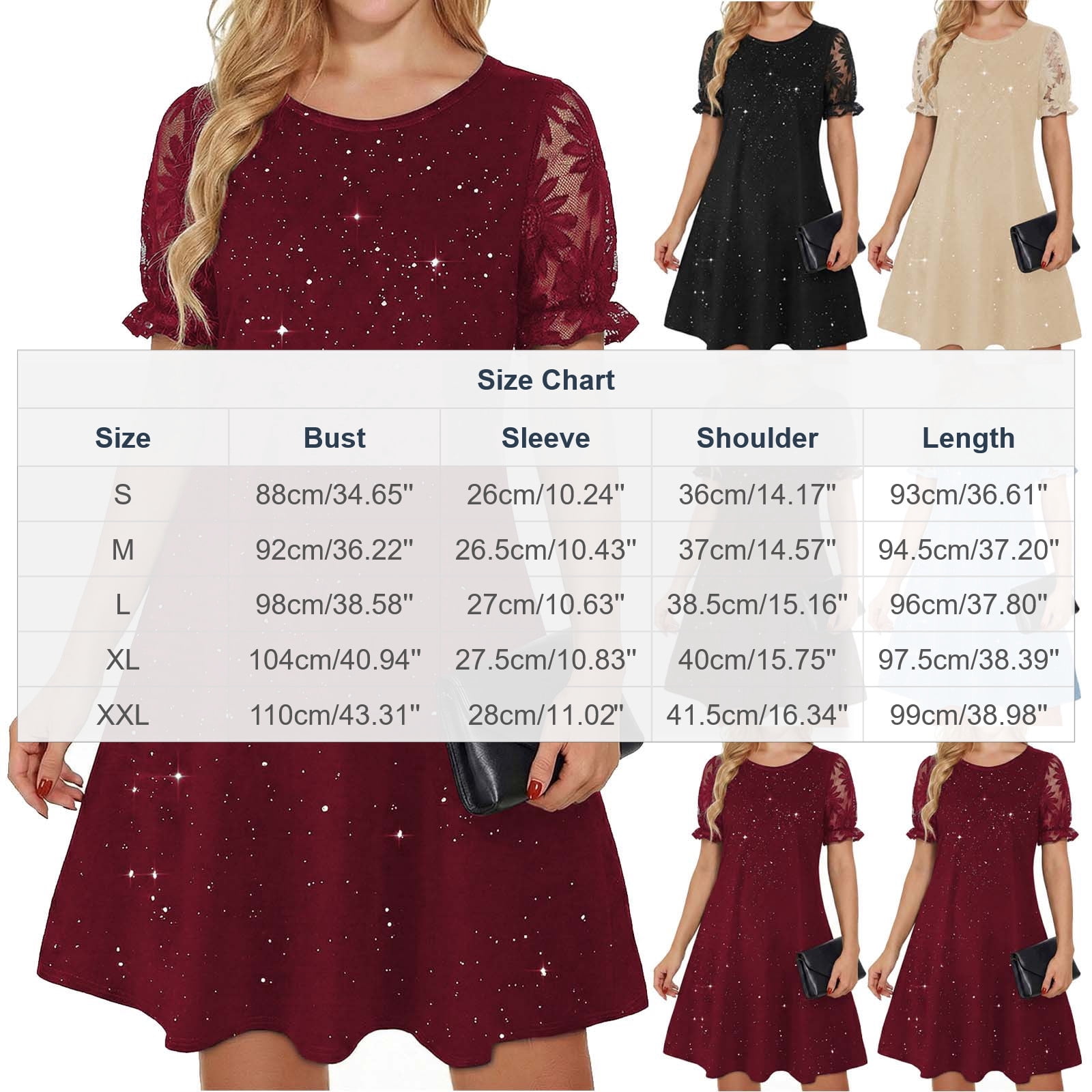 Virmaxy women summer dress 2026 Women's Sparkle Glitter A Line