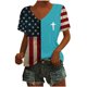 thumbnail image 4 of Tops Cortos para las Mujeres Día de la Independencia Patriótica Impreso Cuello en V, Manga Corta Top Casual para Diario, Fiesta Y Todas las Estaciones, 4 of 5