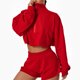 thumbnail image 2 of Sudadera de mujer Manga larga Cuello alto Suelto Deportivo Casual Transpirable Blusa con cremallera para exteriores Rojo S, 2 of 5