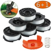 MLFU String Trimmer Spool Replacement for Black and Decker, AF-100 Weed Eater Spools with 30 Feet of .065-Inch Line (6 Spools, 1 Cap,1 Spring)