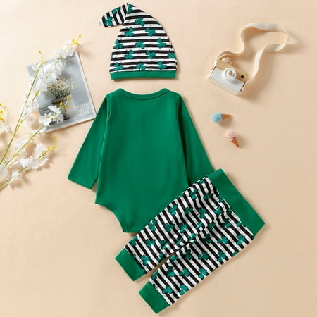 

Cathalem Infant Boys Girls Long Sleeve Letter Printed St. Patric.k s Day Romper Bodysuit Pants Hat Crop Tops for Teen Girls 14-16 Childrenscostume Green 6-9 Months