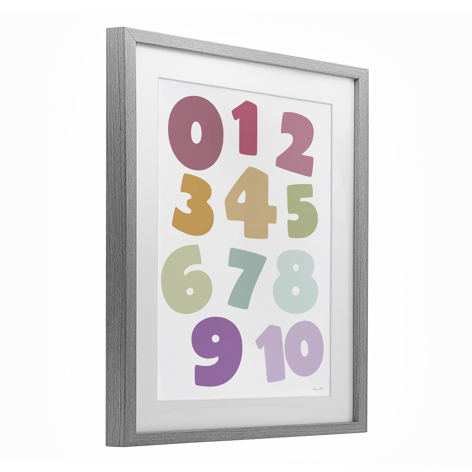 Stupell Industries Muted Counting Numbers Gray Framed Print Under Glass, design by Susan Ball