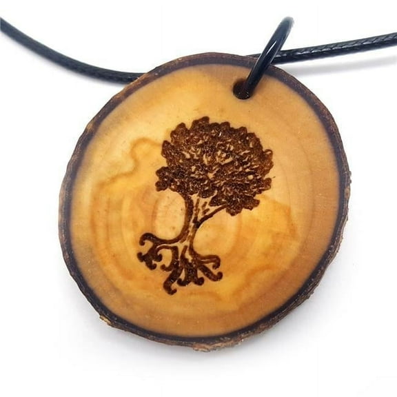 1.5 in. Oak Tree Wooden Pendant Necklace