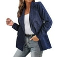 thumbnail image 1 of IMENGL Fall winter solid color corduroy cardigan jacket, Blue M, Size M-3XL, 1 of 4