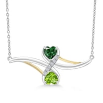 Gem Stone King 1.06 Ct Green Nano Emerald Green Peridot 925 Silver and 10K Yellow Gold Lab Grown Diamond Pendant