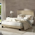 thumbnail image 2 of Dextrus Upholstered Bed Frame with Beige Velvet Headboard and Wingback, No Box Spring Needed, Beige, 2 of 7