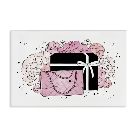 Stupell Industries Peony Swathed Handbags Fashion Painting Wrapped Canvas Art Print Wall Art, 24 x 16