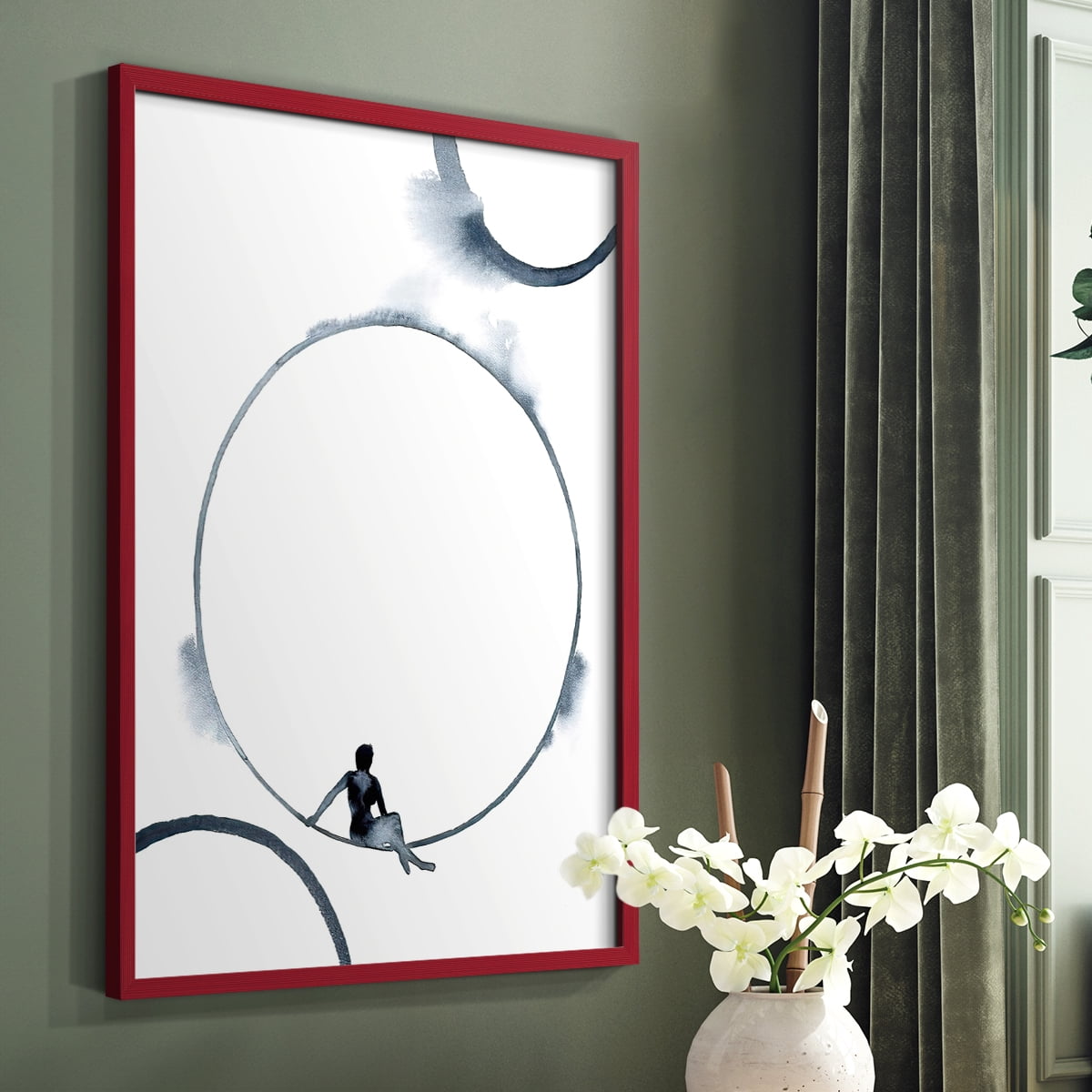 Woman in the Moon II Framed Print - Solid Wood in Single Picture Frame Solid Wood 2 Framed Print