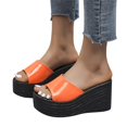 thumbnail image 4 of CAICJ98 Womens Shoes Women's Summer Sandals Casual Comfortable Flip Flops Beach Shoes Ankle T-Strap Thong Elastic Flat,Orange, 4 of 5