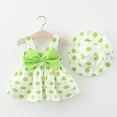 thumbnail image 2 of IBTOM CASTLE Toddler Baby Girls Tutu Dress Summer Sleeveless Backless Princess Birthday Party Dresses Flower Bowknot Sundress with Straw Hat Set 12-18 Months Green - Polka Dot, 2 of 3