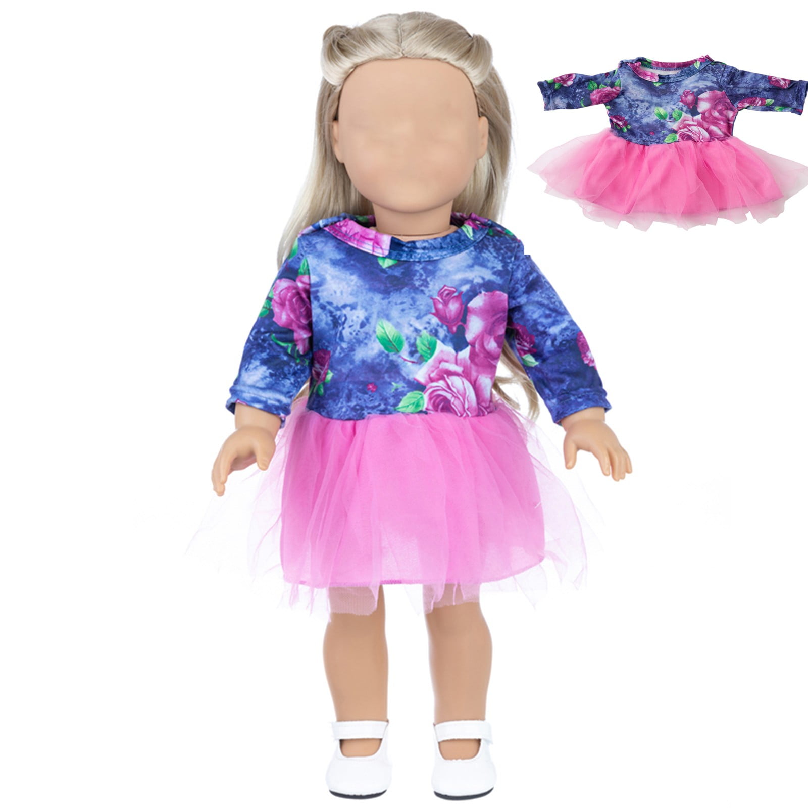 Vêtements de poupée pour poupée de 35,6 à 45,7 cm, 4 pièces, vêtements de poupée avec manteau bleu, nœud papillon, jupe en gaze, bandeau, chaussettes, vêtements de poupée, accessoires, cadeaux