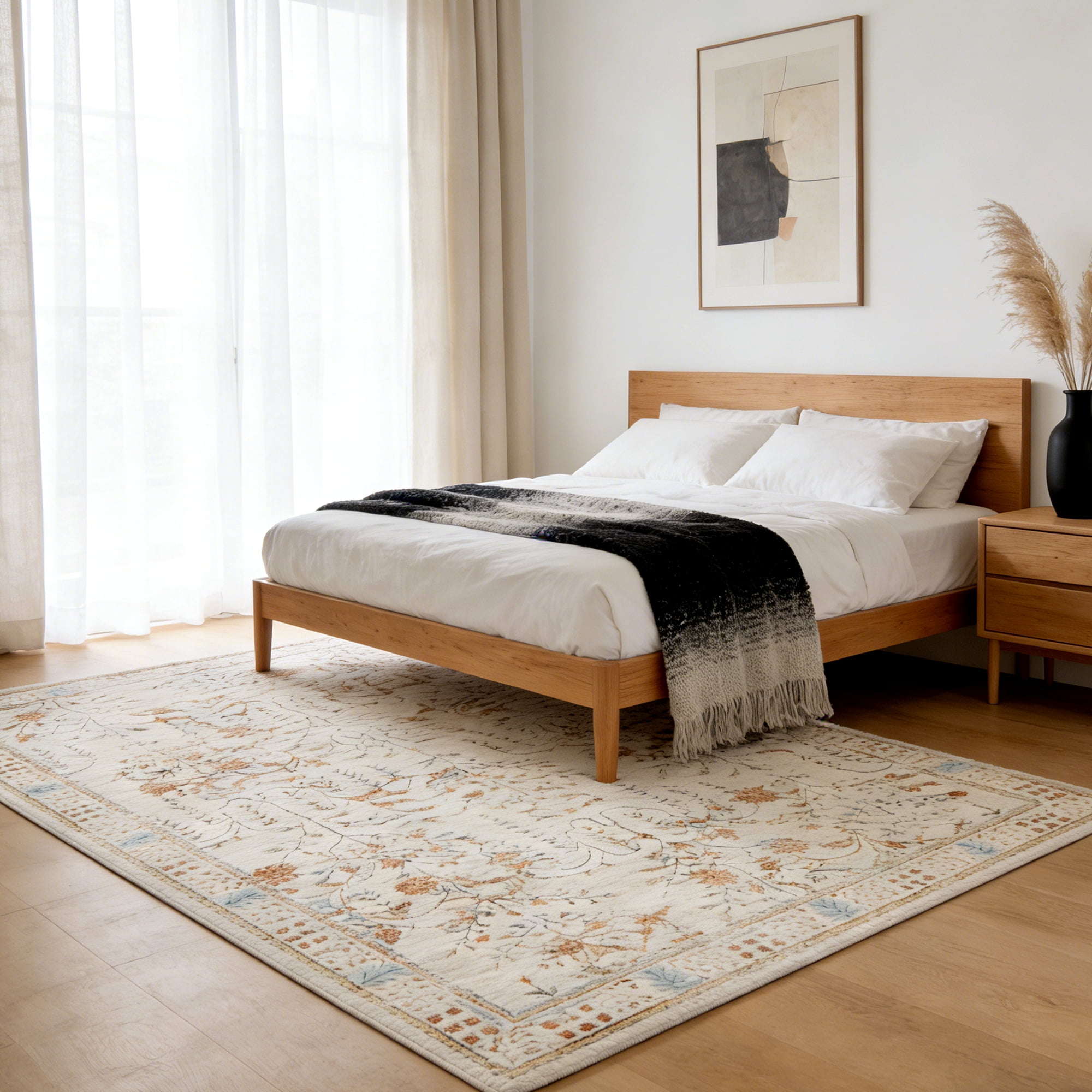 Area Rug for Living Room, Vintage Retro Boho Rug, Washable Non Slip & Low Pile Carpet for Living Room, Bedroom, Dining Room