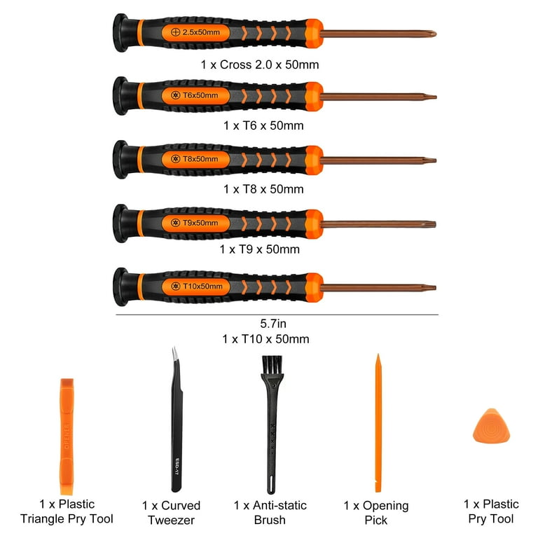 TSV 10-in-1 Torx Security Screwdrivers Set, T6 T8 T9 T10 Magnetic