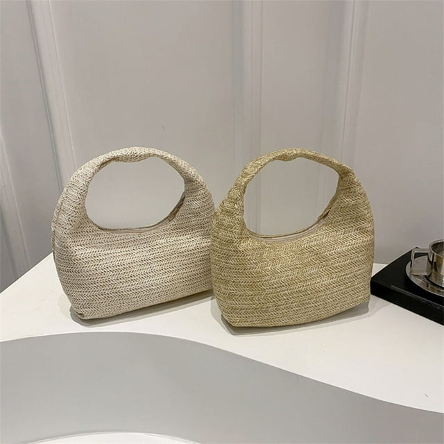 Polyester Shoulder Handbag, Woven Striped Design, Large Capacity Easy Carry, Fashion Travel Bag, for Women, Stylish Everyday Use, Handcrafted Look