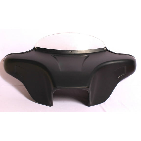 PRIMER BLACK BATWING FAIRING WINDSHIELD for Harley SOFTAIL FATBOY HERITAGE DELUXE CUSTOM SLIM 2018-2023 Single Din Radio Design and 4x5" Speakers Holes