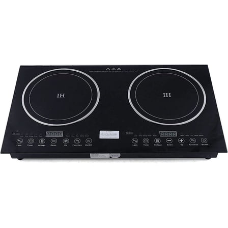 Electric Ceramic Cooktop, Electric Induction Cooktop, 2 Burners Built-in Electric Stove Top with Timer, Adjustable Temperature, Child Safety Lock, 8 Heating Level, 110V 2600W