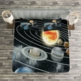 thumbnail image 3 of Ambesonne Galaxy Quilted Bedspread Set 3 Pcs, Solar System Sun Planets, King Size, Black Grey, 3 of 3