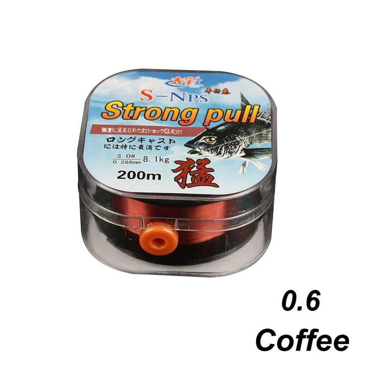 200M Nylon Strong Rope Cord Fluorocarbon Coating Monofilament Angling Elastic  Thread Spool Polyester Bait Fishing Line Fluoro Carbon COFFEE 0.6 