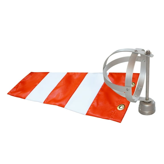 Airport Windsock Corporation 4" X 15" Orange & White Windsock and 4" Aluminum Frame Combo USA Made
