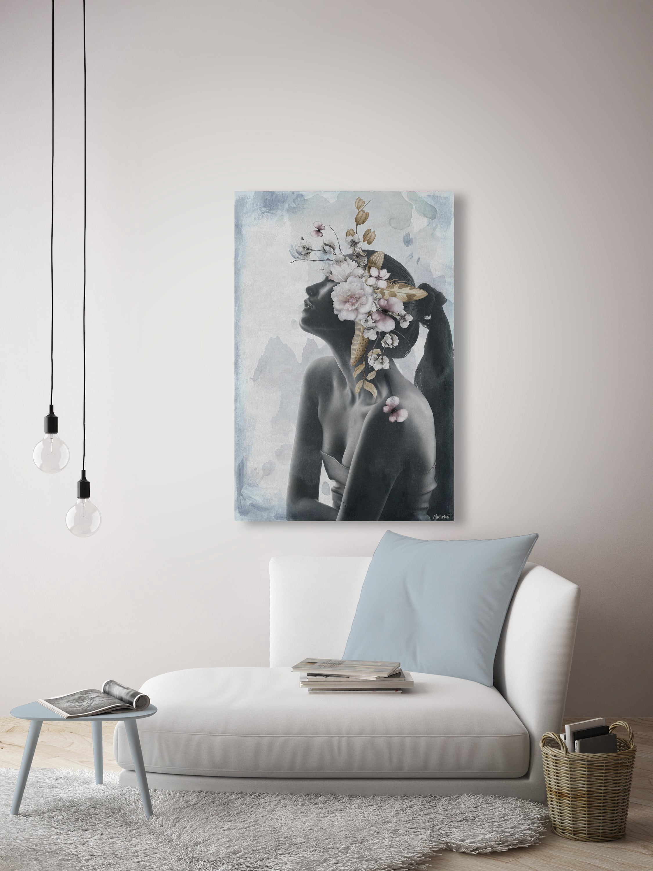 Marmont Hill Floral Headpiece Canvas Wall Art, 24" x 16"