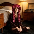 thumbnail image 3 of Satin Sleeping Cap for Long Hair - Extra Long, Adjustable 100% Polyester Satin Hair Protection Bonnet for Braids Dreadlocks Curly Hair Wine, 3 of 5
