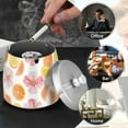 thumbnail image 4 of Yayeee Ashtray with Lid for Cigarette Smokeless Stainless Steel Home Ash Holder, Floral Orange, 4 of 7