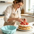 thumbnail image 5 of ZZYuan Molde Para Gelatina Grande, Shaped Silicone Cake Mold Non-Stick Baking Pan for Birthday Cheesecake Bread DIY, 10x3.5 Inch Light Blue, 5 of 5