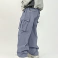 thumbnail image 5 of Taqqpue Men's Baggy Cargo Pants Casual Solid Color Long Pants Loose Fit Straight Wide Leg Hip Hop Pants with Pockets, 5 of 6