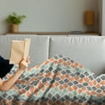 thumbnail image 3 of Geometric Soft Flannel Fleece Throw Blanket, Square Shapes with Lines Rhombus Geometric Design Elements, Cozy Plush for Indoor and Outdoor Use, 70" x 90", Grey Almond Green, by Ambesonne, 3 of 5